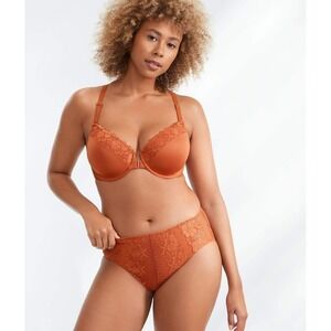 Bare necessities nwt pink brown burgundy red L floral lace brief bundle set